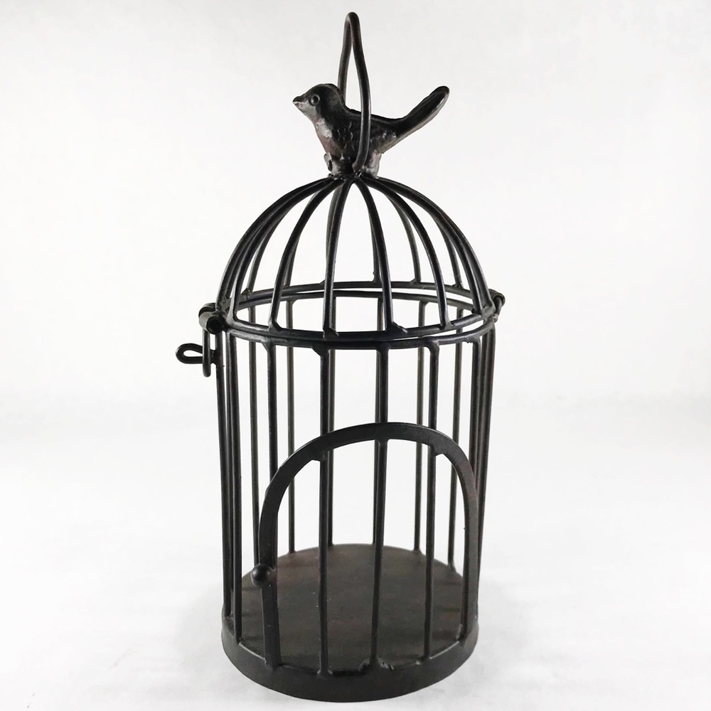 Anthropologie Black Birdcage Candle Holder